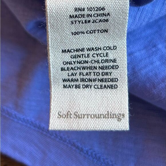 Soft Surroundings Periwinkle Danielle Button Sleeveless Tunic Top Large 2CA06 - Picture 7 of 11